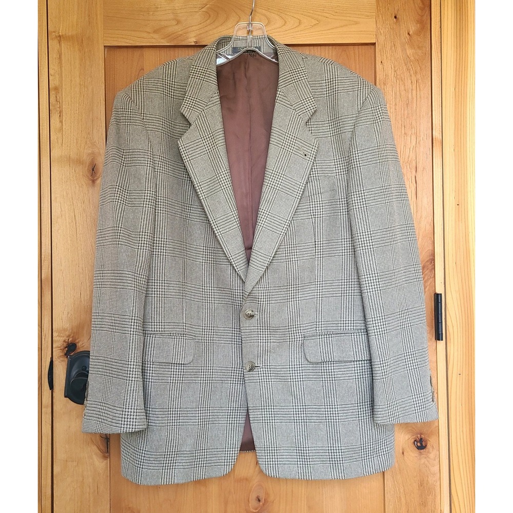 Christian Aujard Sz‎ 42R Brown Tan Silk Wool Tailored Sport Coat Jacket Blazer